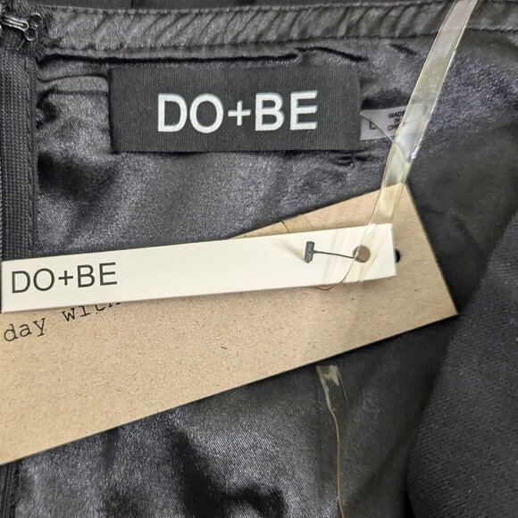 DO + BE Black Off The Shoulder Puffy Sleeves Midi Dress sz Large L NWT - Picture 4 of 8